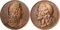 Frankreich Medaille Jean Racine, J.B. Poquelin de Molière, Bronze, Caunois -