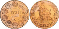 Frankreich Medaille Ecu Europa, Europe Assise, Copper-Nickel Gilt -