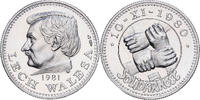 Frankreich Medaille Lech Walesa, Prix Nobel de la Paix de 1983, Silber -