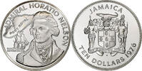 Jamaica 10 Dollars Elizabeth II, Franklin Mint, Silber, STGL, KM:71a -