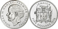 Jamaica 5 Dollars Elizabeth II, Franklin Mint, PP, Silber, STGL, KM:62a -