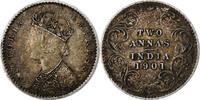 Britisch-Indien 2 Annas INDIA-BRITISH, Victoria, Silber, SS, KM:469 -