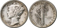 Vereinigte Staaten Dime Mercury Dime, U.S. Mint, Silber, SS+, KM:140 -