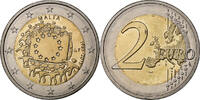 Malta 2 Euro 30 Years of European Union Flag, Bi-Metallic, UNZ -