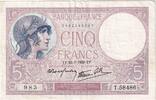 Frankreich 5 Francs Violet, 1939-07-13, T.58486, SS+ -