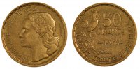 Frankreich 50 Francs Münze, Guiraud, Paris, SS, Aluminum-Bronze -