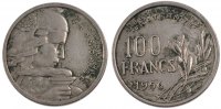 Frankreich 100 Francs Münze, Cochet, SS, Copper-nickel, Gadoury:897 -
