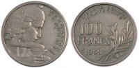 Frankreich 100 Francs Münze, Cochet, SS, Copper-nickel, Gadoury:897 -