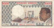 Gabun 1000 Francs Undated (1974), S+ -