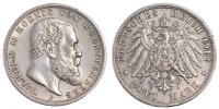 Deutsch Staaten 3 Mark Münze, WURTTEMBERG, Wilhelm II, Freudenstadt -