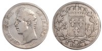 Frankreich 5 Francs 1828 A Münze, Charles X, Paris, S+, Silber, Gadoury:644