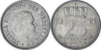 Niederlande 25 Cents Münze, Juliana, SS+, Nickel, KM:183 -