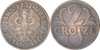 Polen 2 Grosze Münze, Warsaw, SS, Bronze, KM:9a -