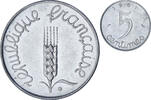 Frankreich 5 Centimes Épi, Paris, SS+, Stainless Steel, KM:927 -