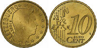 Luxemburg 10 Euro Cent Henri, Utrecht, UNZ, Messing, KM:78 -