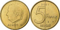 Belgien 5 Francs, 5 Frank Albert II, Brussels, Aluminum-Bronze, VZ -