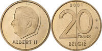 Belgien 20 Francs, 20 Frank Albert II, Brussels, Nickel-Bronze, VZ -