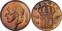 Belgien 50 Centimes Baudouin I, Bronze, UNZ, KM:148.1 -