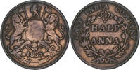 Britisch-Indien 1/2 Anna INDIA-BRITISH, Bombay, Kupfer, S+, KM:447.1 -