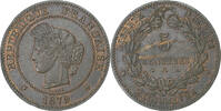 Frankreich 5 Centimes Cérès, Paris, Bronze, VZ, Gadoury:157a, KM:821.1 -