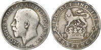 Großbritannien 6 Pence George V, Silber, SGE, KM:813 -