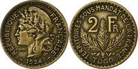 Togo 2 Francs Paris, Aluminum-Bronze, SS+, KM:3 -