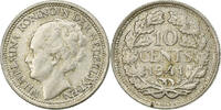 Niederlande 10 Cents Wilhelmina I, Silber, SS, KM:163 -