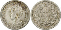 Niederlande 10 Cents Wilhelmina I, Silber, SS+, KM:145 -