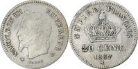 Frankreich 20 Centimes Napoleon III, Napoléon III, Paris, Silber, S+ -