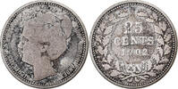 Niederlande 25 Cents Wilhelmina I, Silber, S, KM:120.2 -