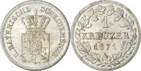 Deutsch Staaten Kreuzer BAVARIA, Ludwig II, Silber, SS+, KM:873 -