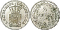 Deutsch Staaten 3 Kreuzer, Groschen BAVARIA, Ludwig II, Munich, Silber -