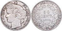 Frankreich 50 Centimes Cérès, Paris, Silber, SS+, Gadoury:419a -