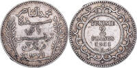 2 Francs 1911 A Tunesien Muhammad al-Nasir Bey, Paris, Silber, SS, KM:239 SS