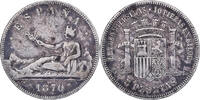 Spanien 5 Pesetas Provisional Government, Silber, S, KM:655 -