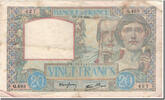 Frankreich 20 Francs Science et Travail, 1940-06-06, S, Fayette:12.3, KM:92a -