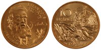 Frankreich 10 Francs Münze, François Rude, STGL, Nickel-Bronze -
