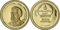 Mongolei 500 Tögrög Alfred Nobel, Gold, STGL -