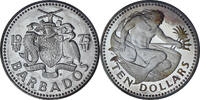 Barbados 10 Dollars Neptune, Proof, Silber, STGL, KM:17a -