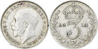 Großbritannien 3 Pence George V, London, Silber, SS+, KM:813 -