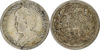 Niederlande 25 Cents Wilhelmina I, Utrecht, Silber, S+, KM:146 -
