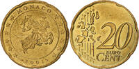 20 Euro Cent 2001 Paris Frankreich Rainier III, Paris, Nordic gold, UNZ+, KM:171 UNZ+