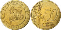 50 Euro Cent 2001 Paris Frankreich Rainier III, Paris, Nordic gold, UNZ+, KM:172 UNZ+