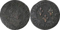 Frankreich Double Tournois Louis XIII, Uncertain Mint, Kupfer, S+ -