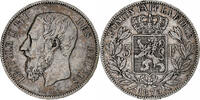 Belgien 5 Francs Leopold II, Brussels, Silber, SS -