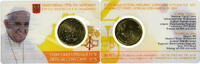 Vatikanstadt 50 Euro Cent Vatikan, Pape François, Coin card.FDC, Rome, Nordic gold -