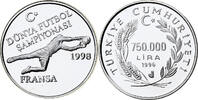 Türkei 750000 Lira World Cup France 1998, PP, Silber, STGL -