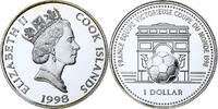 Cookinseln 1 Dollar World Cup France 1998, PP, Silber, STGL -