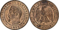 Frankreich 10 Centimes 1853 Lille Napoleon III, Lille, Bronze, VZ, Gadoury:248