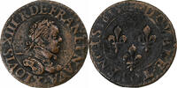 Frankreich Double Tournois Louis XIII, Amiens, Kupfer, SS+, CGKL:264 -